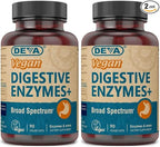 Deva Vegan Vitamins Digestive Enzymes Plus Supplement - A Unique Blend of Enzymes & Herbs - 90 Capsules (Pack of 2) Package May Vary