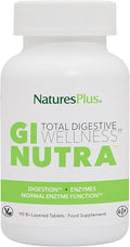 NaturesPlus GI Natural Total Digestive Wellness - 90 Bi-Layered Tablets - with L-Glutamine, Probiotics, Prebiotics & Enzymes - Gluten Free - 30 Servings