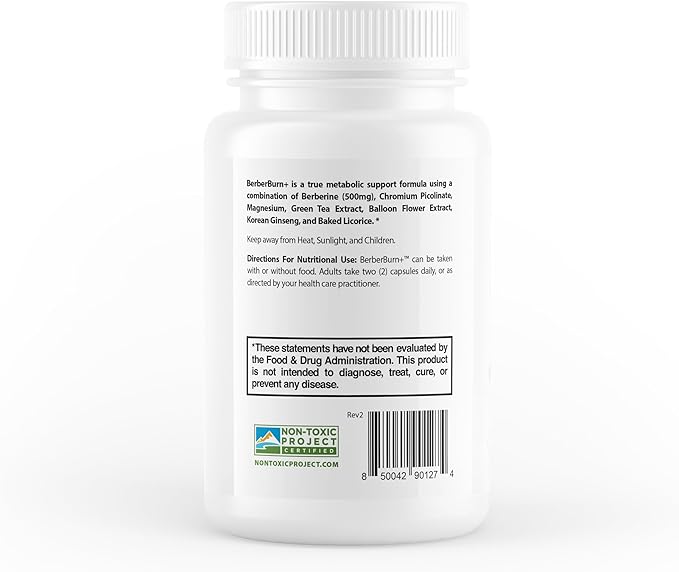 BerberBurn+: Berberine Supplement, Magnesium & Chromium Capsules for Daily Wellness & Energy, Boost Vitality and Maintain Balance, Essential Nutrients for Health, 60 Count