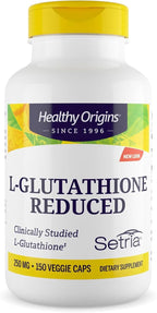 Healthy Origins L-Glutathione 250 mg (Setria, Non-GMO, Gluten Free, Antioxidant, Immune Support, Skin Support), 150 Veggie Caps