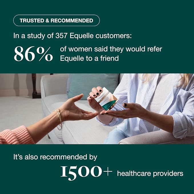 EQUELLE Multi-Symptom Perimenopause & Menopause Relief Relief from Hot Flashes, Muscle Aches & Supports More Sleep. Hormone-Free, Plant-Based S-Equol – 2 Month Supply (120 Tablets)