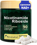 Liposomal NAD+ Supplement, Nicotinamide Riboside with Resveratrol 900mg for Women and Men, High Purity NAD Booster Supplement for Energy & Healthy Aging - 90 Capsules