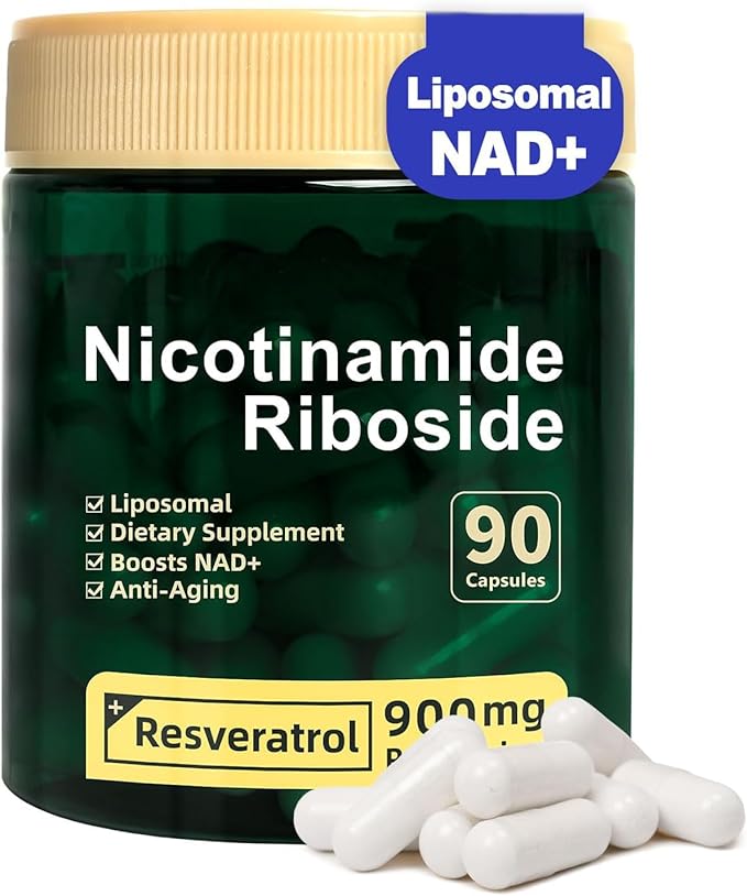 Liposomal NAD+ Supplement, Nicotinamide Riboside with Resveratrol 900mg for Women and Men, High Purity NAD Booster Supplement for Energy & Healthy Aging - 90 Capsules