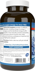 Carlson - Salmon Oil Complete, 700 mg Omega-3s + Astaxanthin, Cardiovascular Support, Brain Function & Joint Health, Norwegian, 240 Softgels