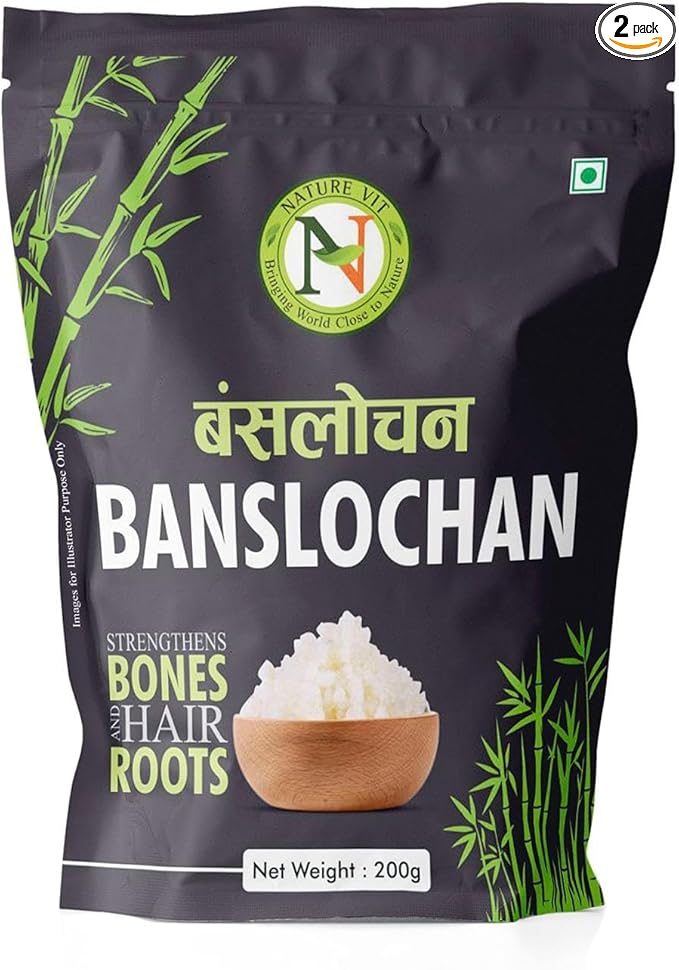 NatureVit Banslochan (Tabasheer) – 1.8kg [900g x 2 Packs] | Natural Bamboo Silica Supplement | Supports Bone Strength, Skin Health & Immunity | Ayurvedic & Unani Remedy
