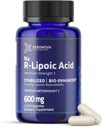 Geronova Research Bio-Enhanced R-Lipoic Acid, 600 mg Dose - 2 Month Supply - Stabilized R Alpha Lipoic Acid with Enhanced Absorption - R Lipoic Acid Supplement - 120 Capsules