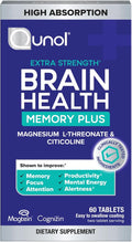 Qunol Brain Health Memory Plus, Magnesium L-Threonate & Citicoline, Clinically Tested Ingredients to Improve Memory, Focus, Attention and Productivity, 60 Count (Pack of 1)