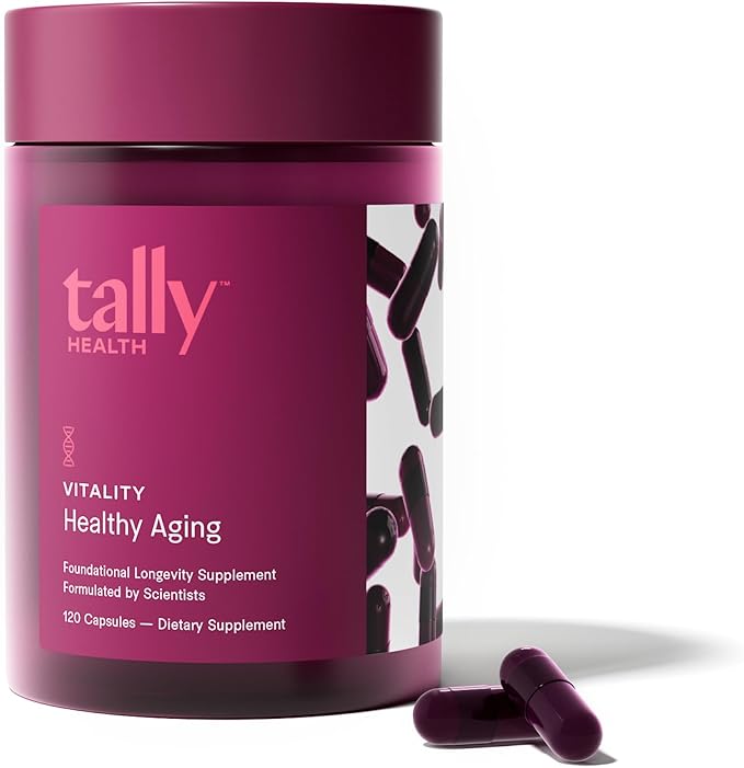 Tally Health Vitality Longevity Formula – Spermidine + Fisetin + Quercetin + Resveratrol + Calcium Alpha-Ketoglutarate | Supports Cellular Renewal, Healthy Aging, Energy & Autophagy | 120 Capsules