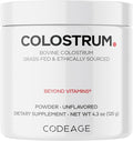 Codeage Bovine Colostrum Powder Supplement 4-Month Supply, 1000mg per Serving, Grass-Fed Ethically Sourced, Immunoglobulin-Rich Prized First Milk, Cold-Chain Pasteurized, Agglomerated, Non-GMO, 4.3 OZ
