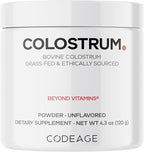 Codeage Bovine Colostrum Powder Supplement 4-Month Supply, 1000mg per Serving, Grass-Fed Ethically Sourced, Immunoglobulin-Rich Prized First Milk, Cold-Chain Pasteurized, Agglomerated, Non-GMO, 4.3 OZ