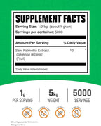 BulkSupplements.com Saw Palmetto Extract Powder - Serenoa Repens, Saw Palmetto Supplement, Herbal Supplement - Vegan & Gluten Free, 1g per Serving, 5kg (11 lbs) (Pack of 5)