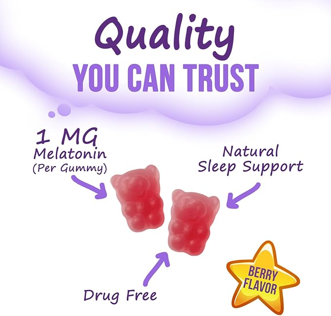 Kids Melatonin Gummies - 2mg Melatonin Per Serving - Children's Melatonin Gummy for Restful Sleep - Best Children's Chewable Sleep Supplement - Vegan, Non-GMO, Natural Berry Flavor - 60 Gummies