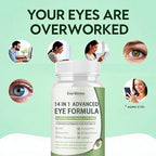 14 in 1 Advanced Eye Formula, 2 Pack Eye Vitamin and Mineral Supplement with Lutein, Zinc, Zeaxanthin & Bilberry Extract for Vision Care, 120 Capsules