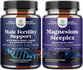 Bundle of Pre Conception Male Fertility Supplement - Semen Volume Booster with CoQ10 Maca Root Methyl Folate D-Aspartic Acid and High Absorption Magnesium Sleep - Magtein L-Threonate Apigenin Theanine