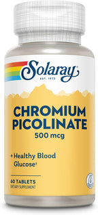 SOLARAY Chromium Picolinate 500 mcg Supplement - Metabolism Support for Men & Women, 500mcg per Serving, Daily Dietary Support - 60 Tablet Count