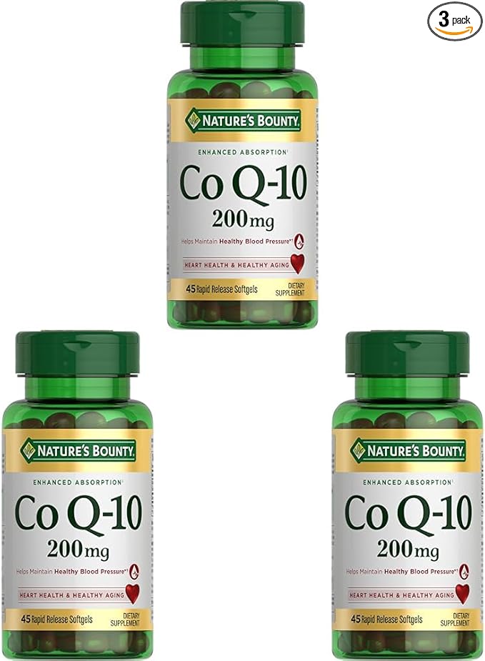 Nature's Bounty CoQ10, Heart Health and Healthy Aging, Dietary Supplement, 200mg, 45 Rapid Release Softgels (Pack of 3)