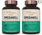 Live Conscious OmegaWell Fish Oil: Heart, Brain, and Joint Support | 800 mg EPA 600 mg DHA - Enteric-Coated, Sustainably Sourced - Easy to Swallow 120 Count (2-Pack)