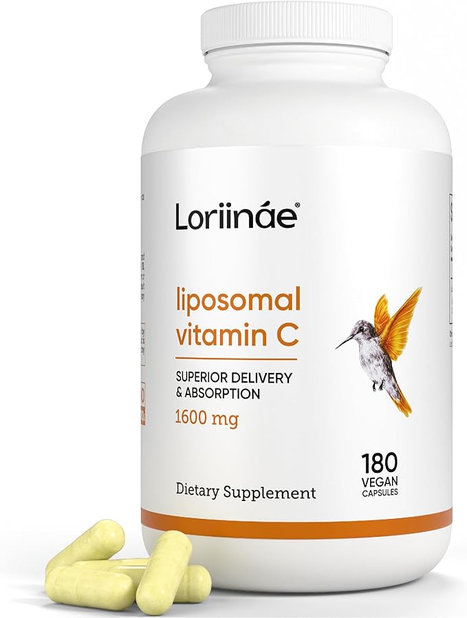 Liposomal Vitamin C 1600mg High Absorption Capsules with Sunflower Lecithin, Fat-Soluble Vitamin C Supplement for Immune, Collagen and Antioxidant Support, 180 Vegan Capsules