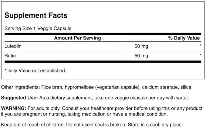 Swanson Luteolin Complex w/Rutin - Brain Support Supplement Promoting Memory, Mood & Cognitive Health - Natural Formula to Help Maintain Nervous System - (30 Veggie Capsules) 4 Pack