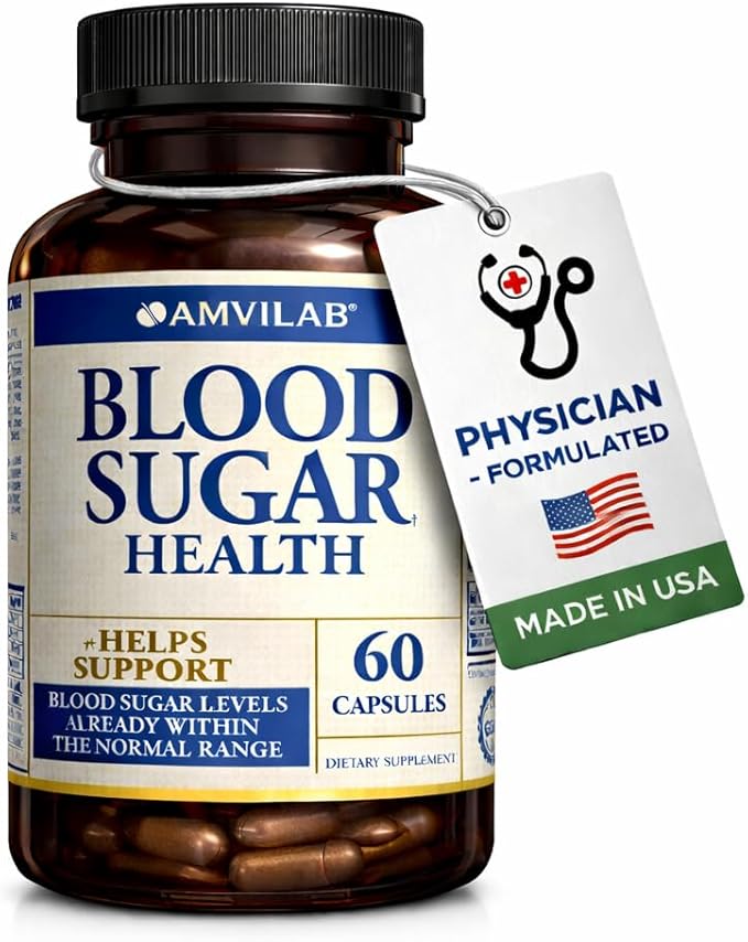 Blood Sugar Health Natural 20 Herbs and Vitamins with Cinnamon, Alpha Lipoic Acid to Support Health, Non-GMO, for Men Women, Supports Healthy Energy Levels - 60 Herbal Pills - 30 Day Supply