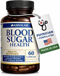 Blood Sugar Health Natural 20 Herbs and Vitamins with Cinnamon, Alpha Lipoic Acid to Support Health, Non-GMO, for Men Women, Supports Healthy Energy Levels - 60 Herbal Pills - 30 Day Supply