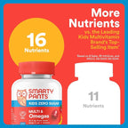 SmartyPants Kids Zero Sugar Multivitamin Gummies: Omega-3, Vitamins D, C, A, Plant-Based, Gluten Free, Strawberry Banana Flavor, 60 Count (30 Day Supply)