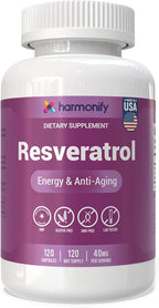 Resveratrol Supplement - Pure Trans-Resveratrol from Japanese Knotweed - Supports Energy & Anti-Aging - Potent Antioxidant - 120 Capsules for 120 Day Supply - Made in USA, Lab Tested