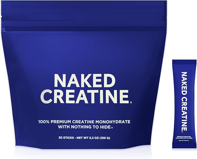 NAKED Creatine Stick Packs - Unflavored Micronized Creatine, NSF Certified,Vegan, Non-GMO, Gluten-Free, Soy-Free, No Fillers, Supports Muscle Growth & Strength - 30 Servings