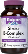 BlueBonnet Stress Vitamin B Complex for Women & Men - Daily Vitamin B6, B12, B2, B3, B5, Folate Energy & Daily Fatigue Supplement - Vegan & Gluten-Free VIT B Complex - 50 Vegetable Capsules