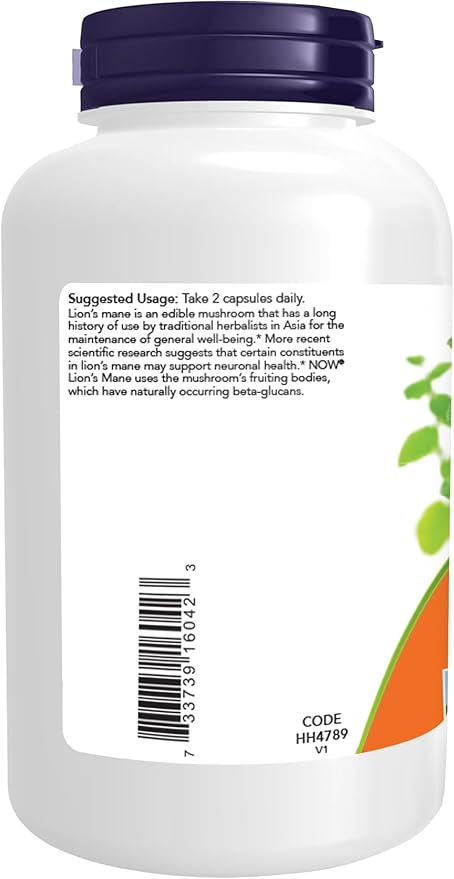 NOW Foods Supplements, Lion's Mane 500 mg, Super Mushroom, Made with Organic Lion's Mane Mushrooms, 120 Veg Capsules (Pack of 2)