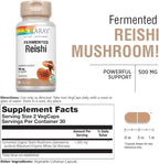 SOLARAY Fermented Reishi Mushroom 500mg | Healthy Immune, Heart & Brain Function Support | Energy & Mood Supplement | 60 VegCaps
