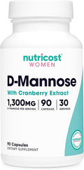 Nutricost D-Mannose with Cranberry Extract for Women 90 Capsules for 30 Servings Per Bottle - Vegan, GMO Free and Gluten Free