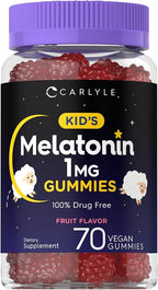 Carlyle Kids Melatonin Gummies | 1 mg 70 Count | Fruit Flavor Gummy | Vegan, Non-GMO, Gluten Free