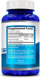Generic Natural Vitamin Nicotinamide with Resveratrol 600mg (Vitamin B-3) 120 Veggie Capsules Gluten Free & Non-GMO