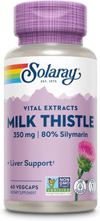 SOLARAY Milk Thistle Seed Extract 350 mg Guaranteed to Contain 80% Silymarin, Traditional Liver Support, Vegan & Lab Verified for Quality, 60 Day Money-Back Guarantee, 60 Servings, 60 VegCaps