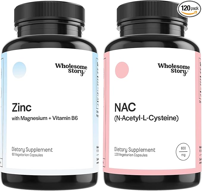 Zinc, Magnesium & Vitamin B6 + NAC Bundle Supplement | Zinc & Magnesium + N Acetyl Cysteine Bundle Supplement| Liver, Lung & Fertility Support | Hormone Balance & Immune Support | 30 & 120 Servings