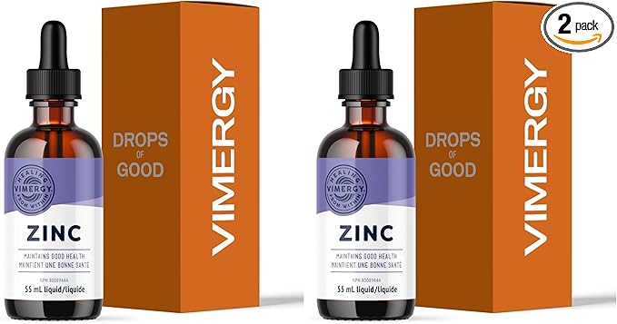 VIMERGY USDA Organic Zinc Supplements for Women & Men (7.5mg Liquid Zinc Per Serving) Fast-Absorbing Immune Support, Promotes Healthy Bones & Skin, Vegan (Pack of 2)