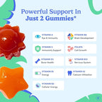 FIRST DAY Kids Multivitamin Gummies Age 4+, Strawberry & Orange - Kids Vitamins Multivitamin Gummy A C D3 K2 B1 B2 B6 B12 Folate, Immunity & Brain Function, Vegan - 60 Day Supply, Packaging May Vary