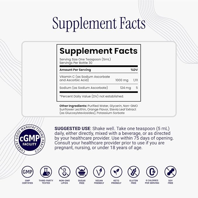 Rho Nutrition Liposomal Vitamin C – Ultra High Absorption Liquid Vitamin C Supplement - Supports Immune System, Collagen Production, and Overall Health for Men and Women