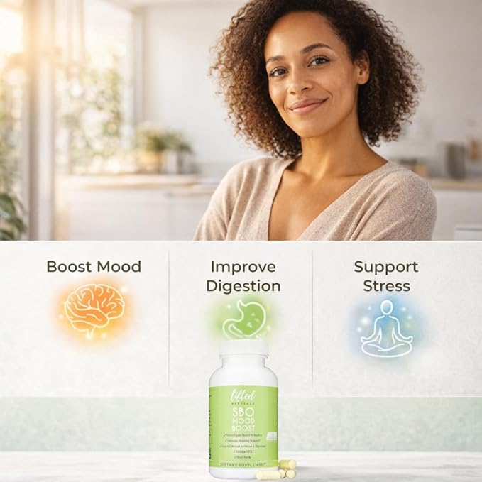 Lifted Naturals Spore Based Probiotic Probiotics - SBO Mood Boost - Spore/Soil-Based - Digestion & Natural Mood Support - Histamine-Free - 60 Day Supply, Non-GMO, Dairy-Free, Gluten-Free, Vegan