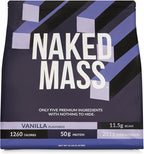 NAKED Vanilla Mass - All Natural Vanilla Weight Gainer Protein Powder - 12LB Bulk, NSF Certified, GMO Free, Gluten Free & Soy Free, No Artificial Ingredients - 1,260 Calories - 17 Servings
