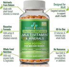 All Natural Multivitamins & Minerals + B Complex + Calcium + Magnesium + Zinc, 100% Vegan Sourced Whole Food Supplement, Complete Nutritional Support for Men & Women, 2 Month Supply, 120 Softgels