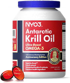 NYO3 Pure Antarctic Krill Oil Omega 3 Supplement, 56% Phospholipids for Maximum Nutrient Delivery, Upgraded Fish Oil with Choline & Antioxidant Astaxanthin for Heart Brain, No Fishy Burps, 90 Softgels