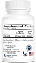 Bio-Tech Pharmacal Folic Acid (20mg, 100 Count)