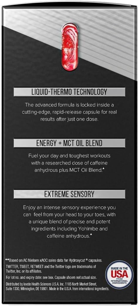 Hydroxycut Advanced - Thermogenic Supplement - Metabolism & Energy Support for Men & Women - C. Canephora Robusta, Yohimbe Extract & 200 mg Caffeine - Rapid Release Liquid Capsules - 60 Capsules