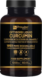 Optisorb Liquid Curcumin with Vitamin D - 60 Liqcaps | 185x Turmeric & Curcumin Bioavailability - Ultra Bioavailable | Liquid Capsules with 1000mg NovaSOL Daily Dosage - UK Manufactured