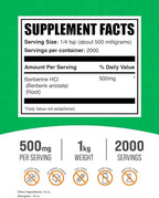 BulkSupplements.com Berberine HCl Powder - Berberine Supplement, Berberine Powder - Gluten Free, 500mg per Serving, 1kg (2.2 lbs) (Pack of 1)