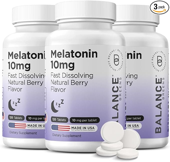 Balancebreens Melatonin 10mg Fast-Dissolve, 120 Tablets – Natural Sleep Aid for Restful Nights, Drug-Free Support for Relaxation and Tranquility