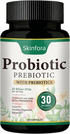 Skin Probiotics Gut-Skin Care Routine Supplement Face Probiotics, Non-GMO, Vegan - 60 Capsules