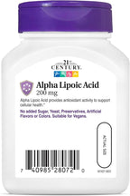 21st Century Healthcare Alpha Lipoic Acid 200 mg, 60 Count Vegetarian Capsules